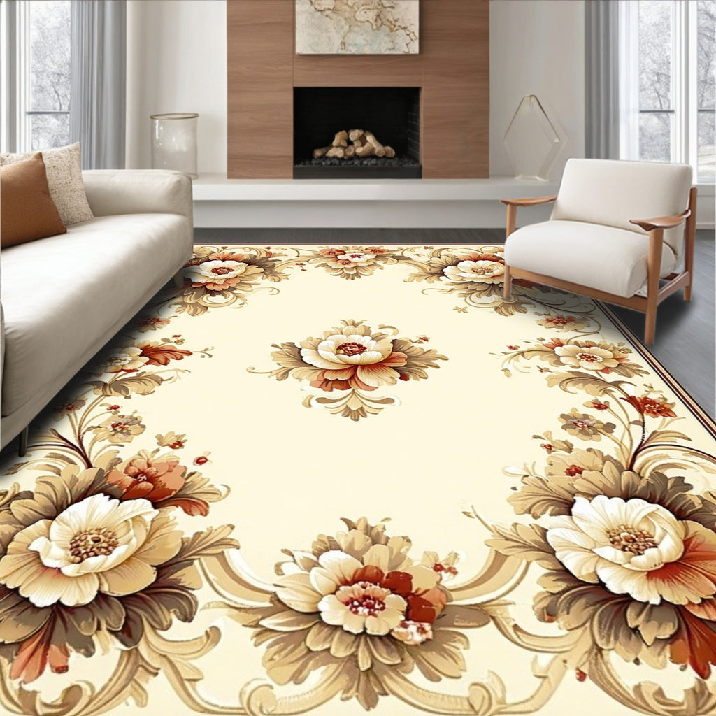 Ornate Floral Scrollwork Design Rug