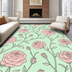 Pink Rose Vine Pattern Rug