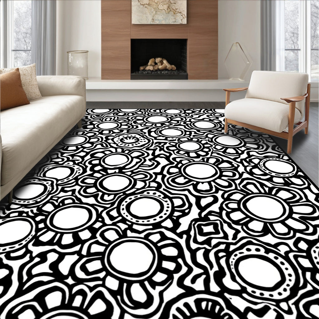 Groovy Floral Sunburst Pattern Rug