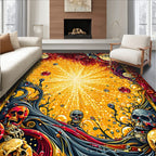 Vibrant Celestial Skull Nebula Rug