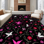 Whimsical Floral Butterfly Pattern Rug