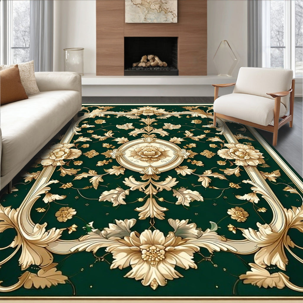 Elegant Gold Floral Vintage Pattern Rug