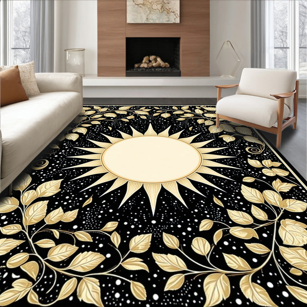 Celestial Golden Sun Foliage Rug