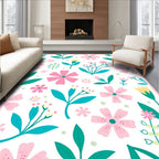 Delicate Pink Yellow Floral Pattern Rug
