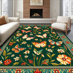 Whimsical Butterflies Floral Garden Design Rug