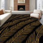 Elegant Gold Feather Design Rug