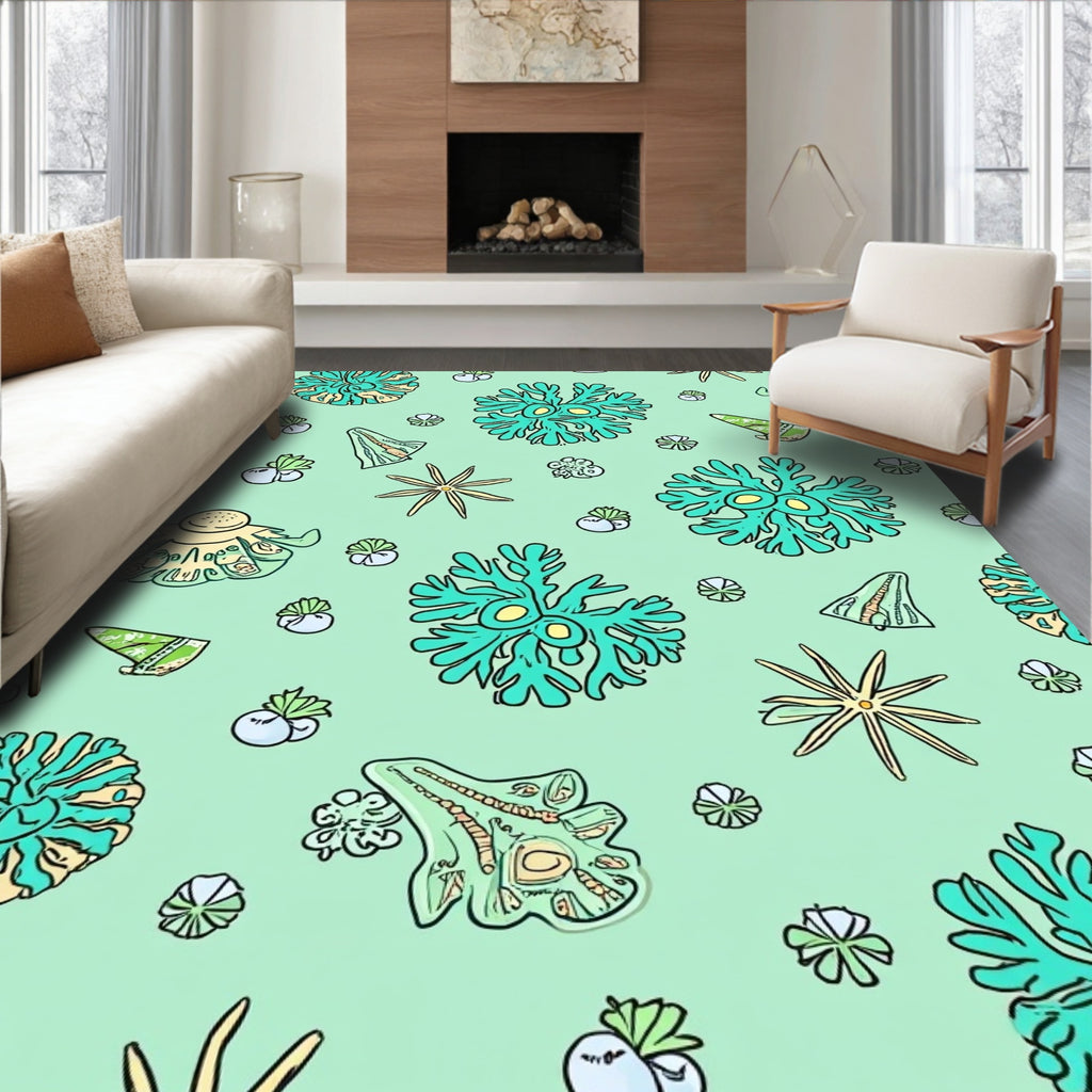 Oceanic Coral Flora Pattern Rug