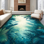 Lush Tropical Leaf Forest Pattern Rug