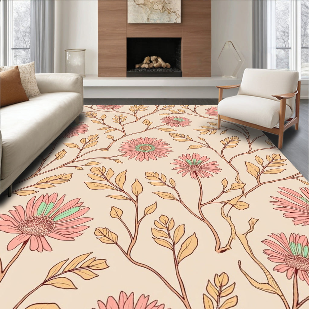 Floral Vine Petal Pattern Rug