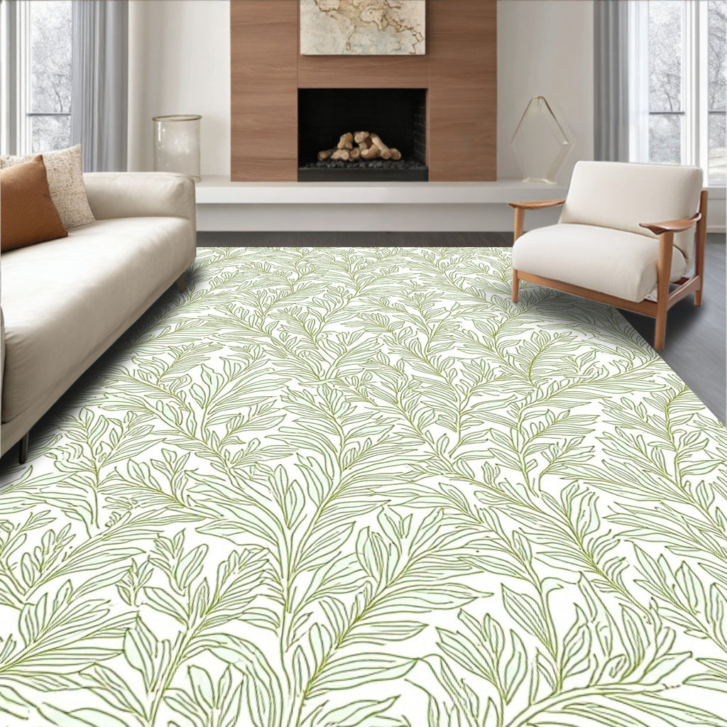 Green Leafy Vine Pattern Rug