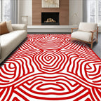 Abstract Red Swirls Pattern Rug