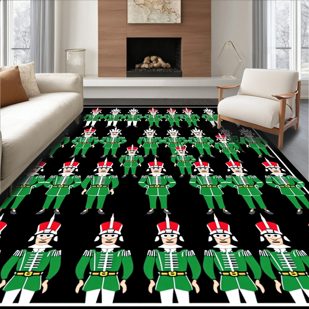 Green Soldiers Uniform Motif Repeat Rug
