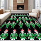 Green Soldiers Uniform Motif Repeat Rug
