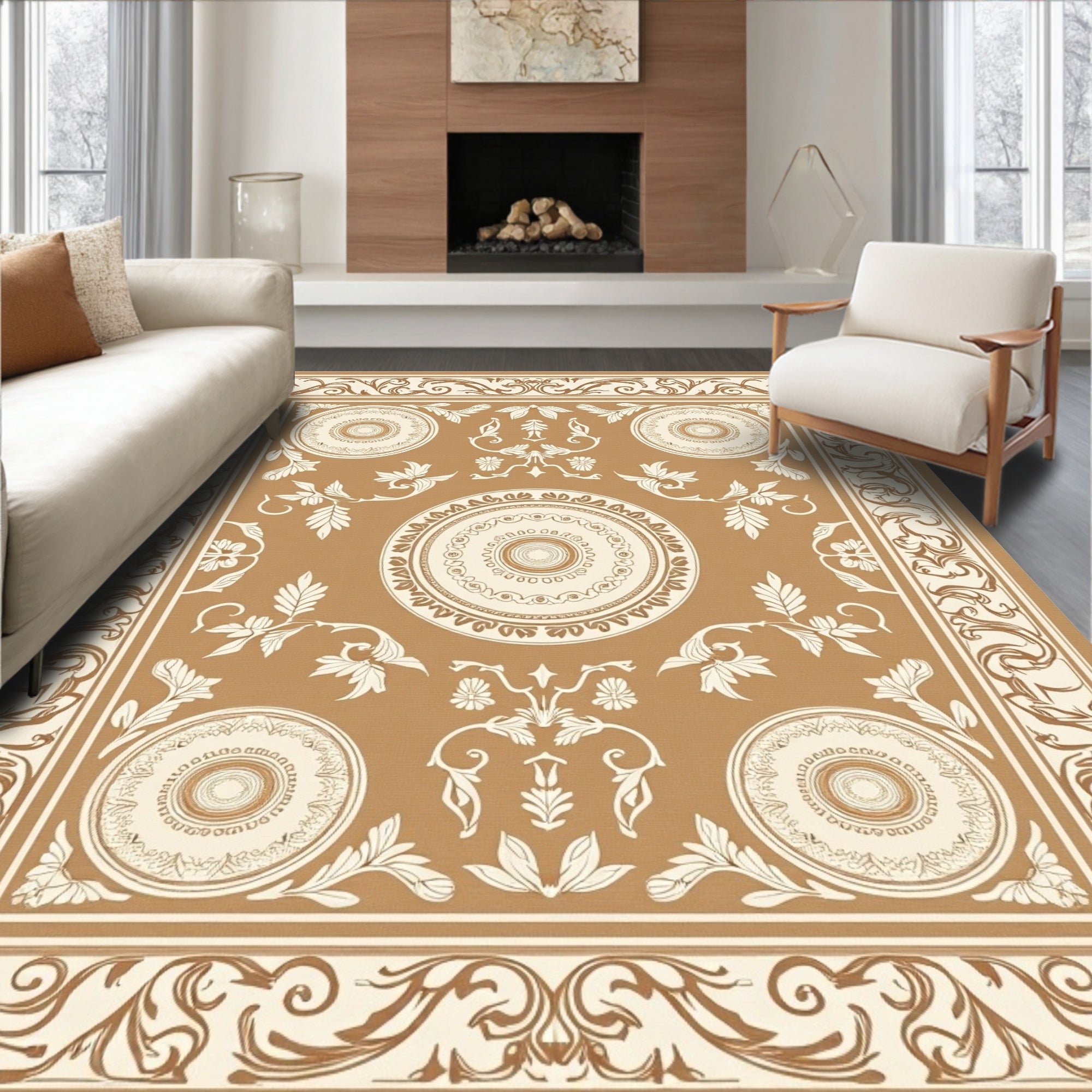 Ornate Floral Medallion Pattern Rug