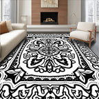 Classic Black White Intricate Mandala Design Rug