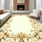 Elegant Floral Pattern Border Rug