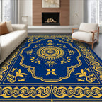 Ornate Golden Sunburst Mandala Rug