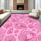 Pink Feather Floral Pattern Rug