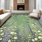 Floral Meadow Butterflies Pattern Rug