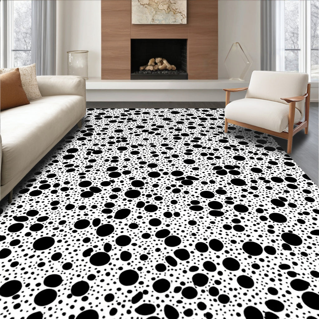 Abstract Black Dot Pattern Rug