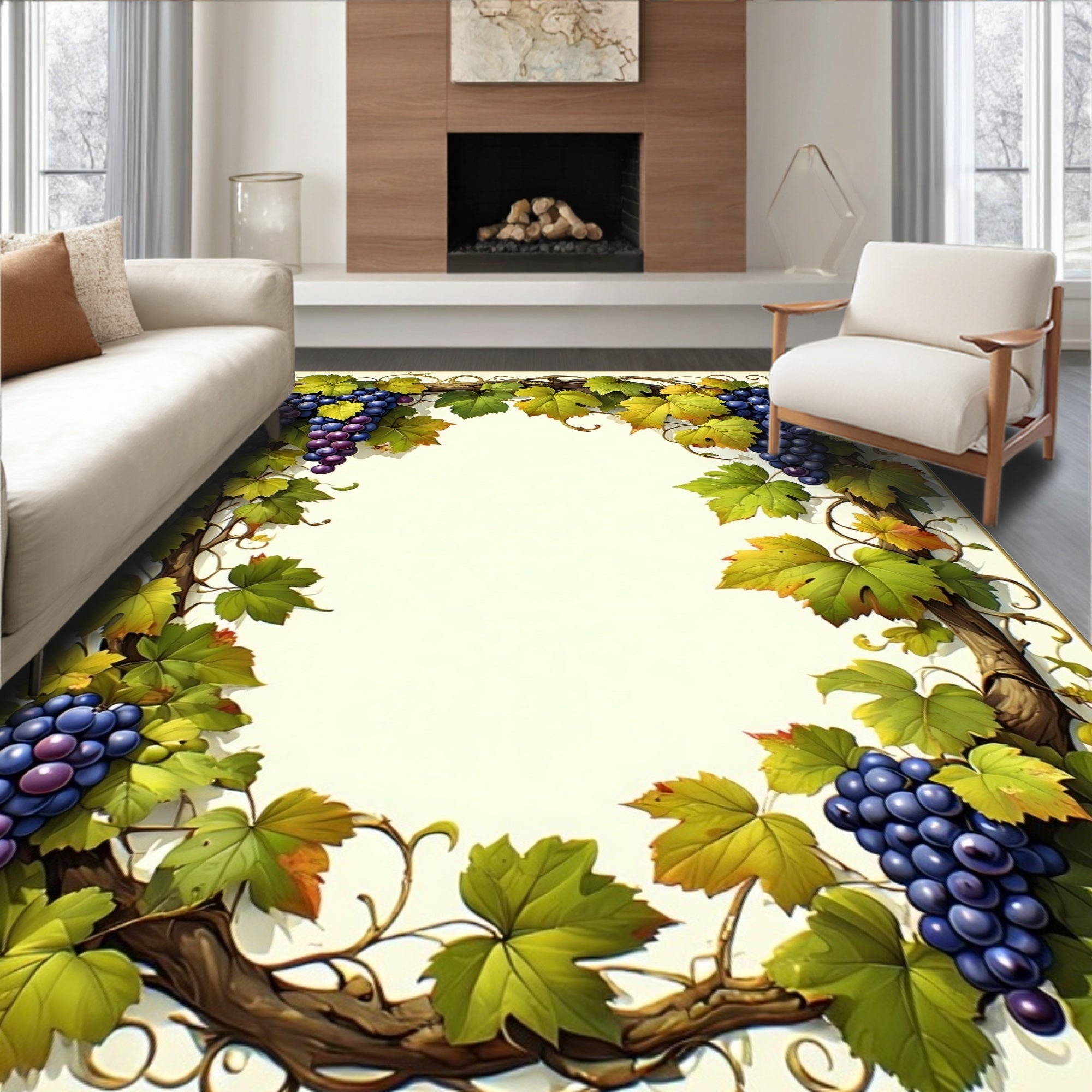 Grape Vine Autumn Leaves Pattern Rug