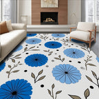 Dazzling Blue Floral Pattern Design Rug