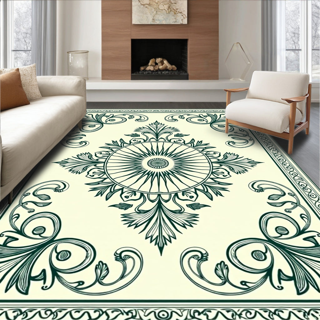 Ornate Floral Emblem Pattern Rug