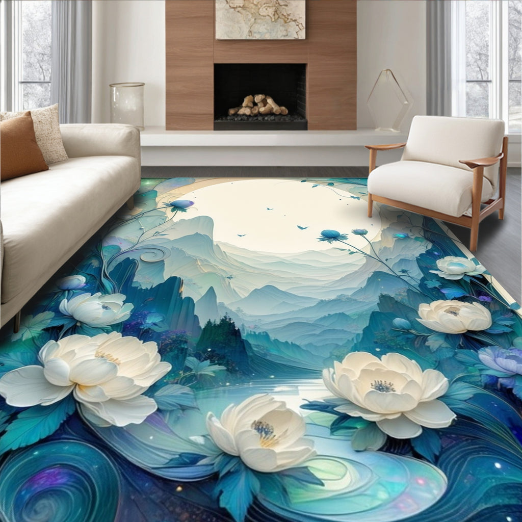 Enchanting Floral Mountain Vista Rug