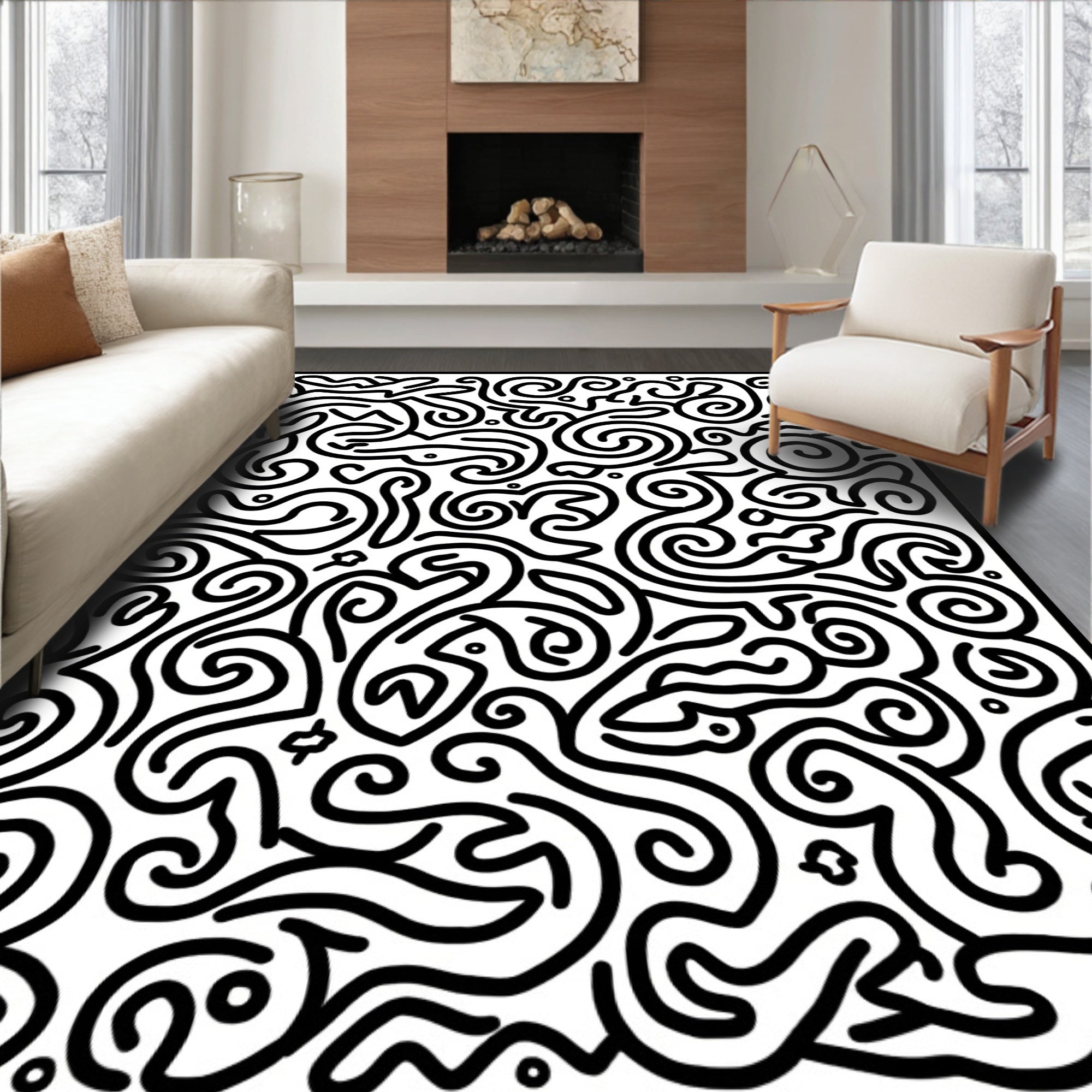 Abstract Swirl Art Decorative Rug