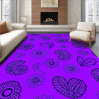 Purple Floral Heart Abstract Pattern Rug