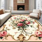 Ornate Rose Garland Scrollwork Design Rug