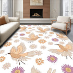 Flying Birds and Floral Meadow Rug