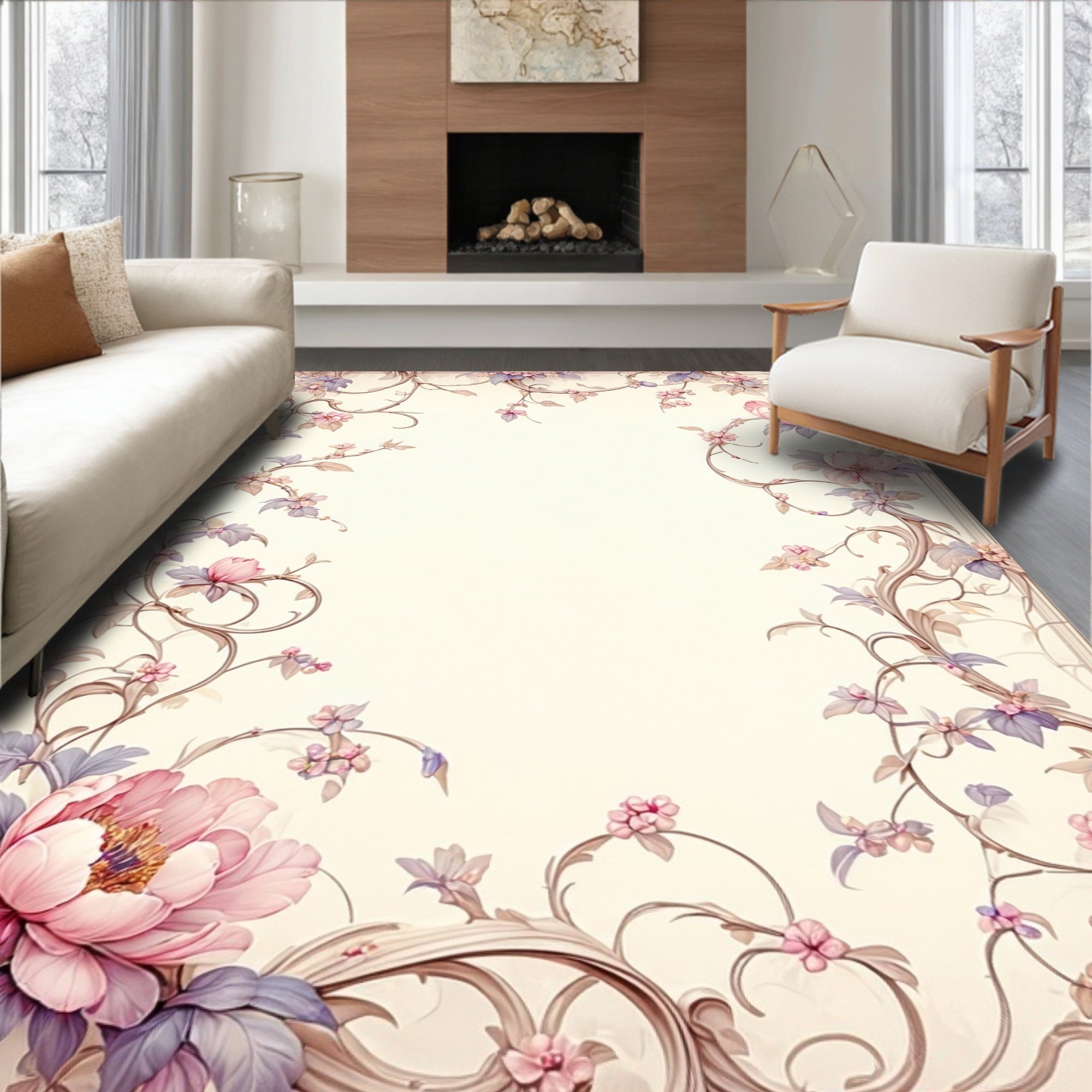 Vintage Floral Vine Pattern Rug