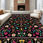 Vibrant Floral Whimsical Tapestry Design Rug