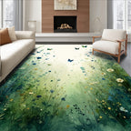 Whimsical Floral Butterfly Meadow Rug