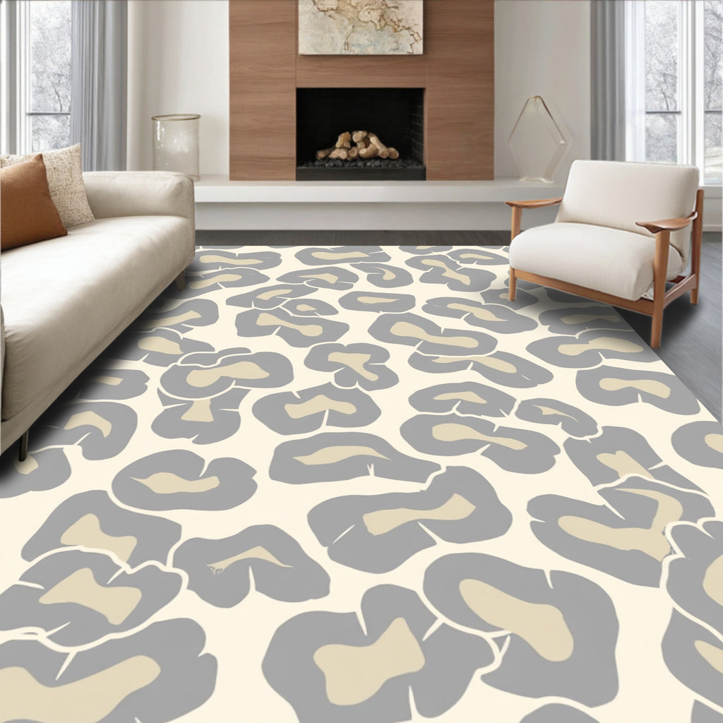 Neutral Leopard Print Pattern Rug