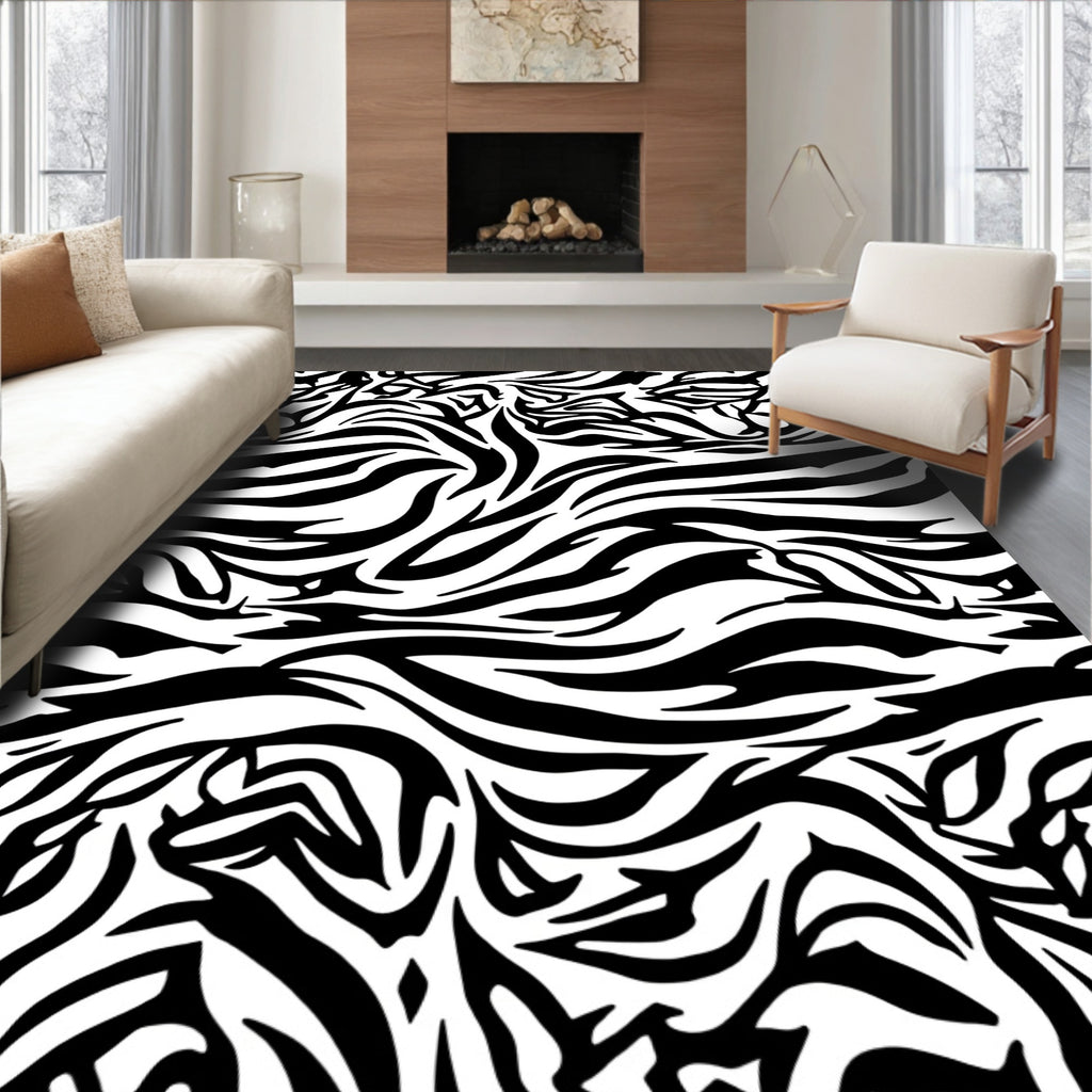 Bold Black and White Zebra Stripes Rug