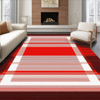 Red Stripes Geometric Contemporary Rug