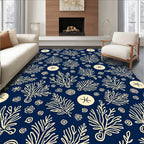 Navy Botanical Floral Motif Rug