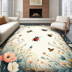 Whimsical Spring Garden Insects Flowers Rug