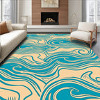 Aqua Whirls Abstract Pattern Rug