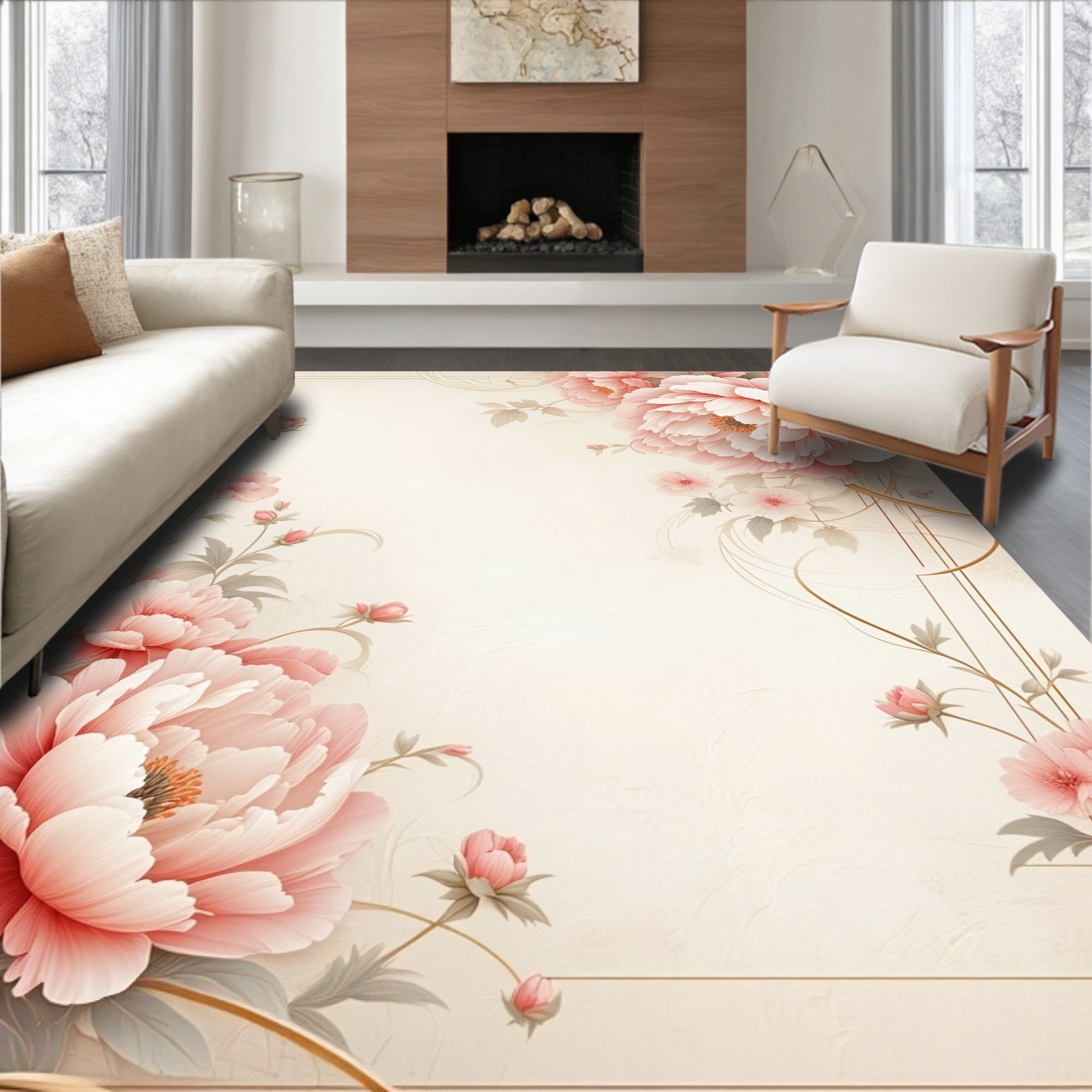 Cream Floral Blossom Delight Rug