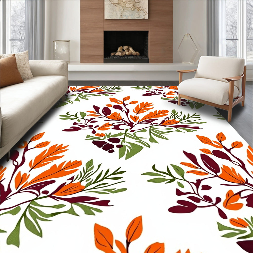 Autumnal Scarlet Foliage Cluster Rug