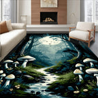 Enchanted Forest Mushroom Scene Rug