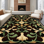 Gold And Green Floral Pattern Rug
