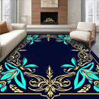 Ornate Floral Border Design Rug