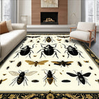 Insect Botanical Golden Frame Design Rug