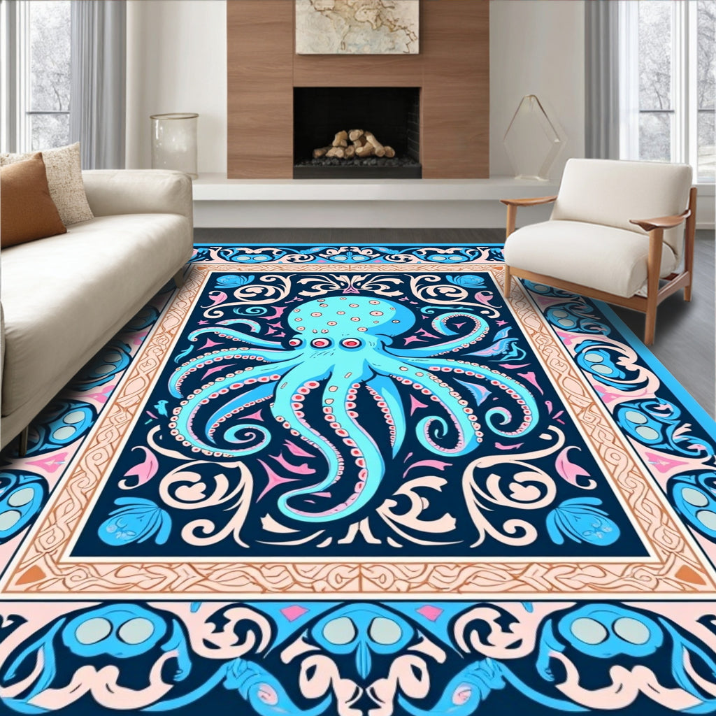 Oceanic Octopus Floral Regal Rug