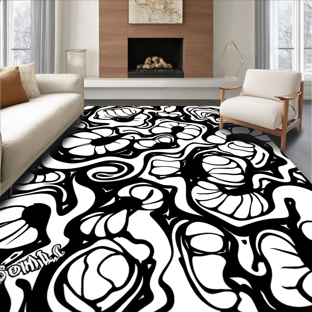 Abstract Organic Swirl Pattern Rug