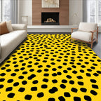 Yellow Black Polka Dot Pattern Rug